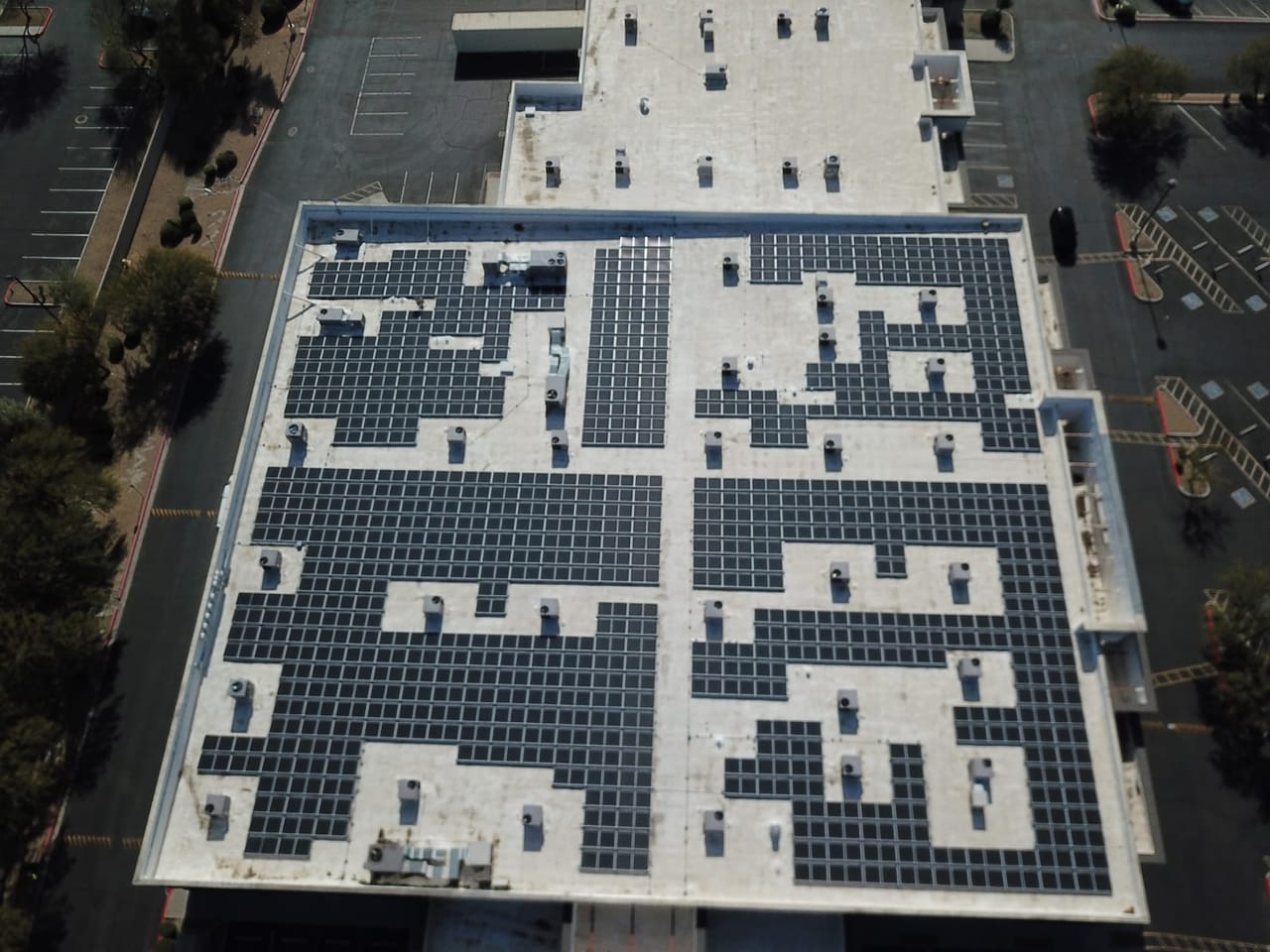 Rooftop solar covering Palm Valley Church in Goodyear, Arizona